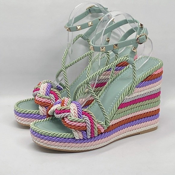 Valentino Garavani 125MM Rockstud Wedge Heel Sandals size 40